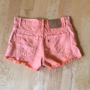 Levi's orange denim raw hem cuff off shorts